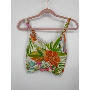Nani Tropical Orange & Green Floral Bikini Top – Adjustable Straps